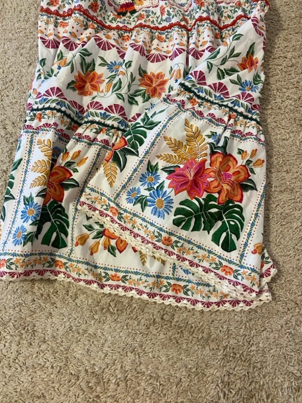FARM Rio Cream Maxi Skirt with Red, Orange and Green Floral Print - Picture 5 of 8